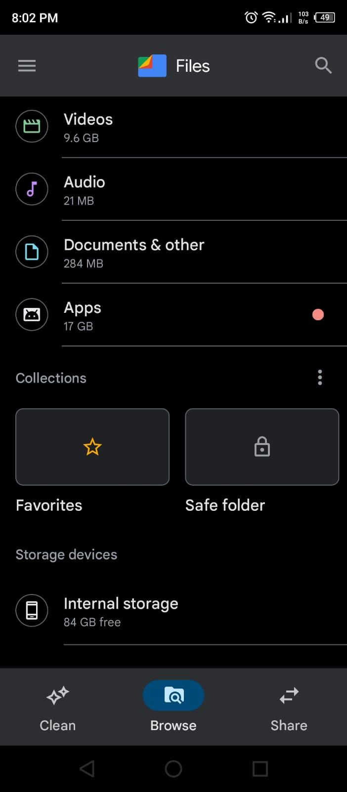 Creating a Folder Choosing the Storage in Files by Google