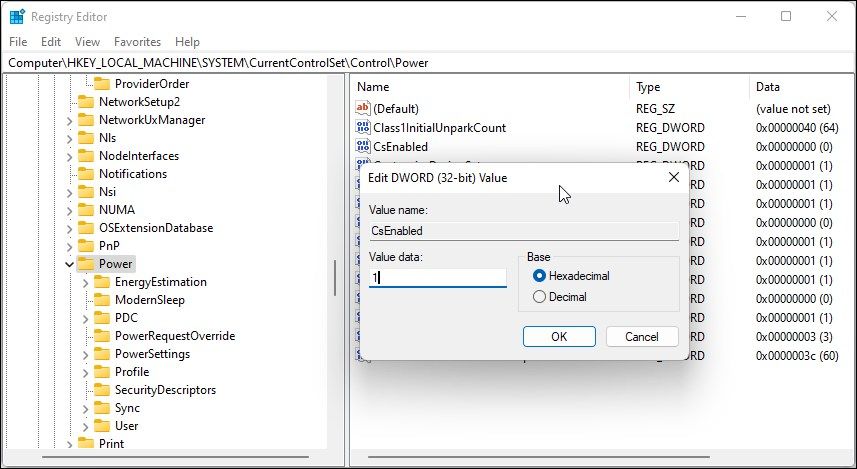 CsEnabled registry editor Windows