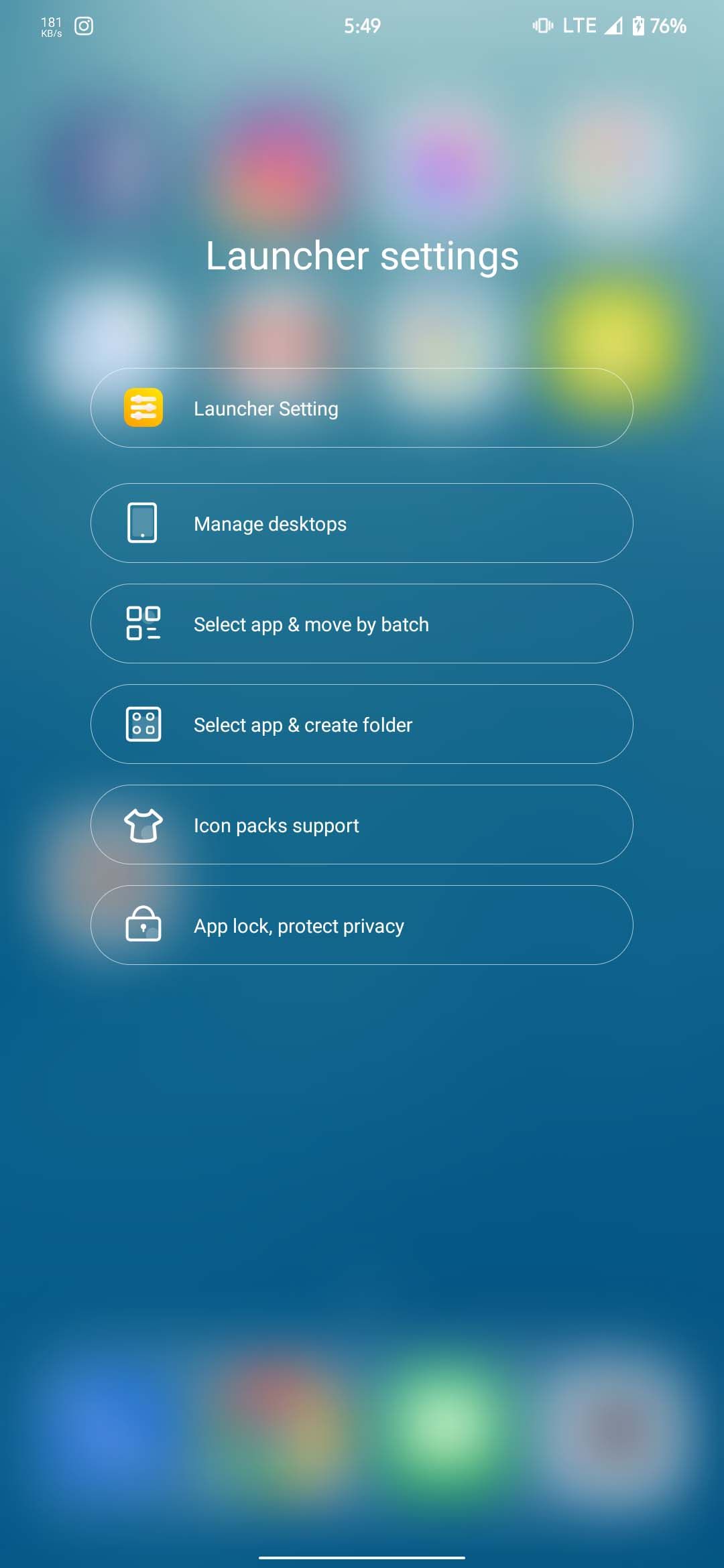 Customization page of OS14 Launcher