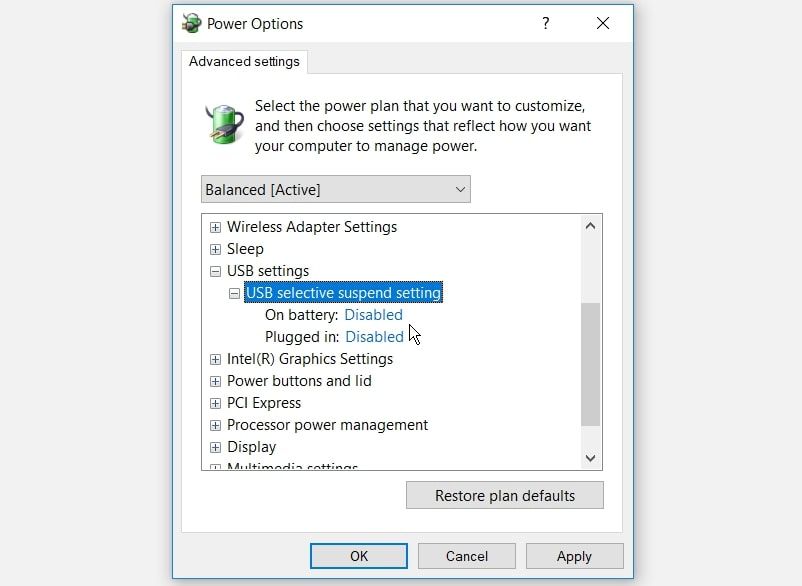 Disabling the USB Selective Suspend Setting on Windows