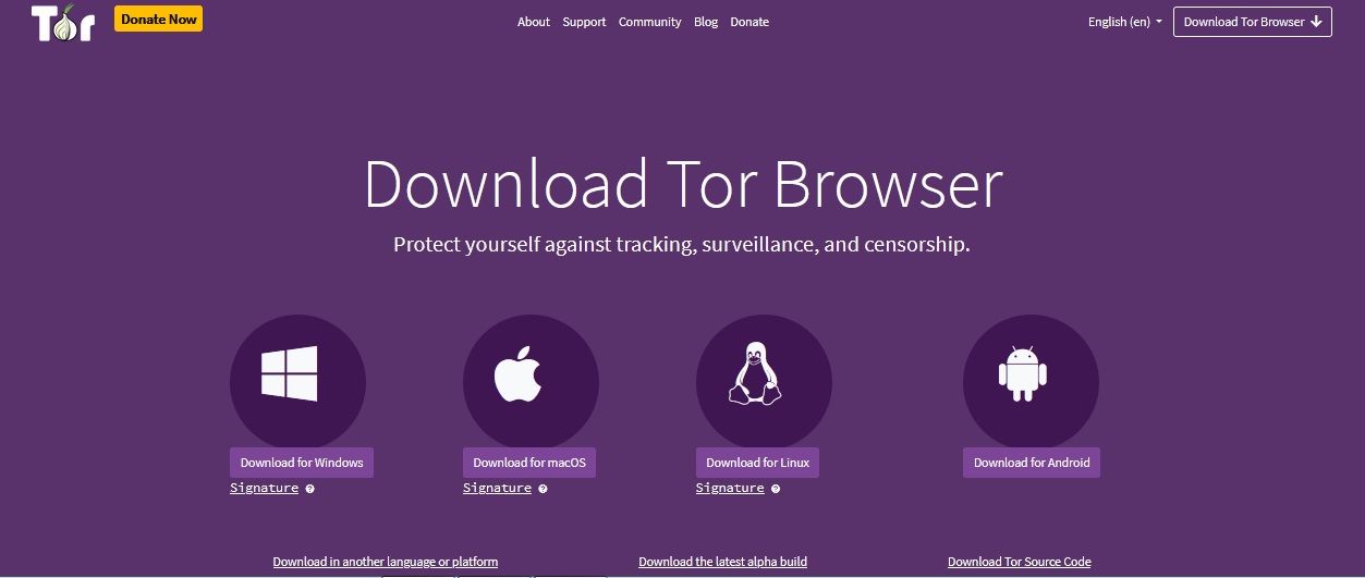 Tor browser web page