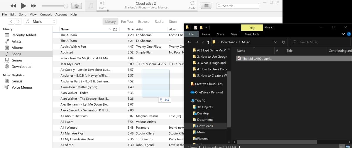Dragging and Dropping Invalid MP3 File into iTunes