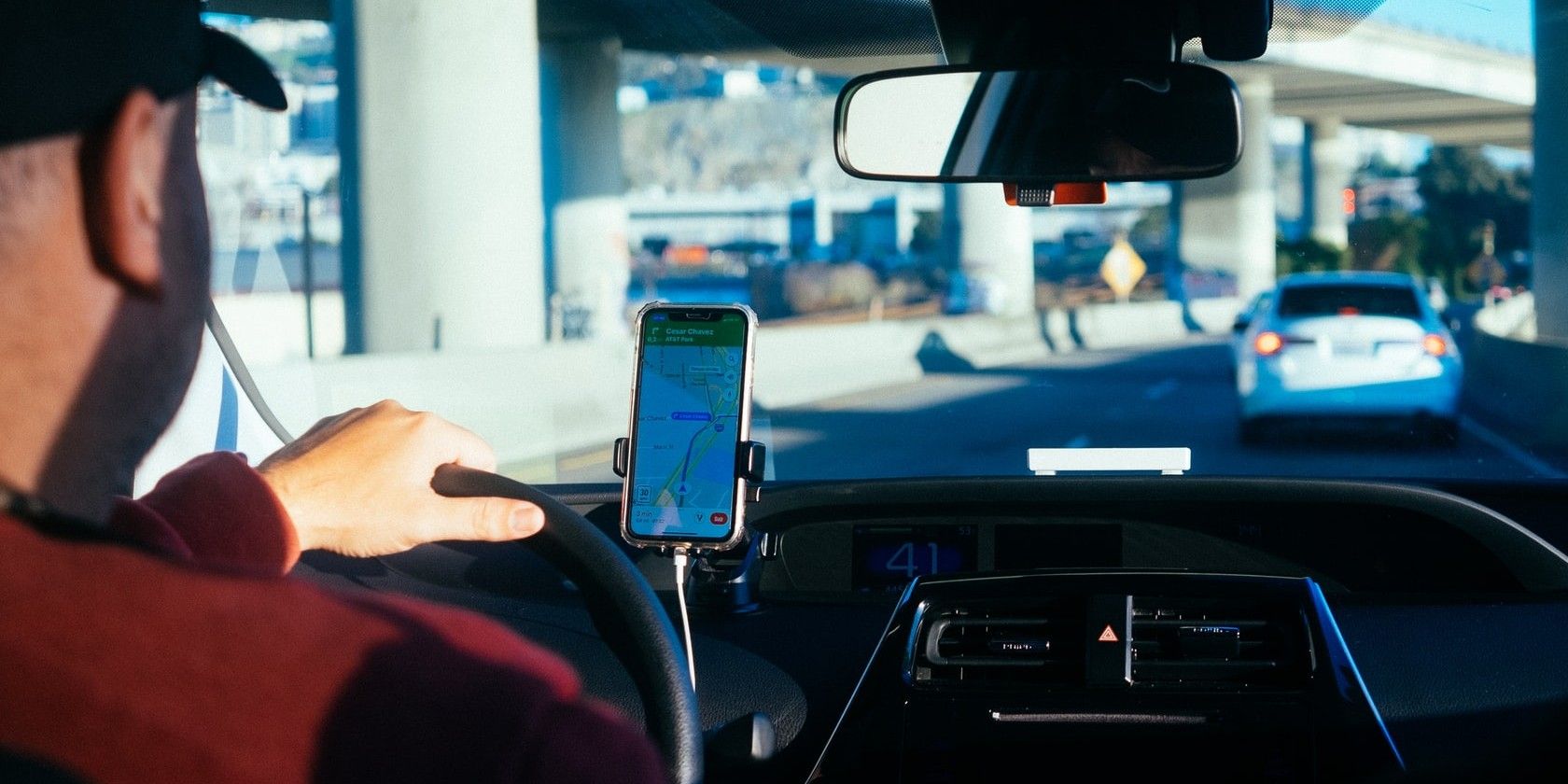 Driver using a phone for navigation