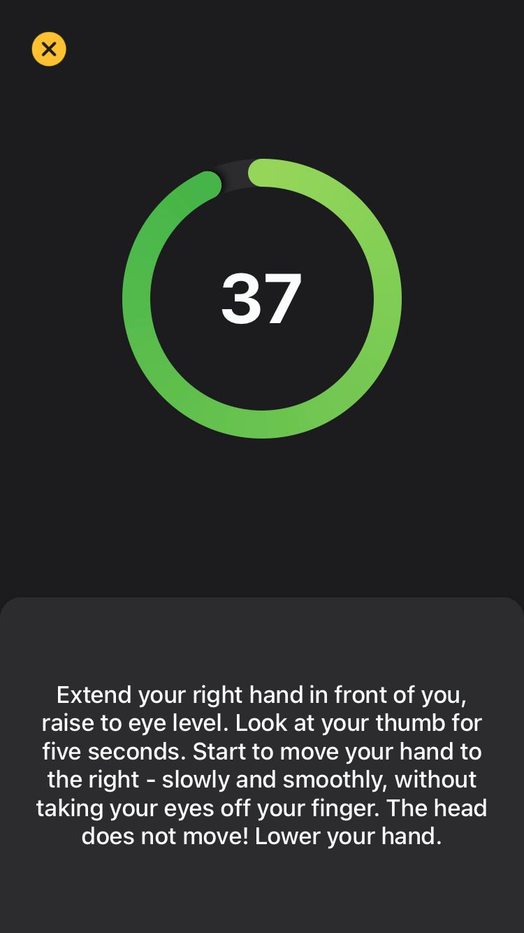 Exercise countdown in Eye Workout app