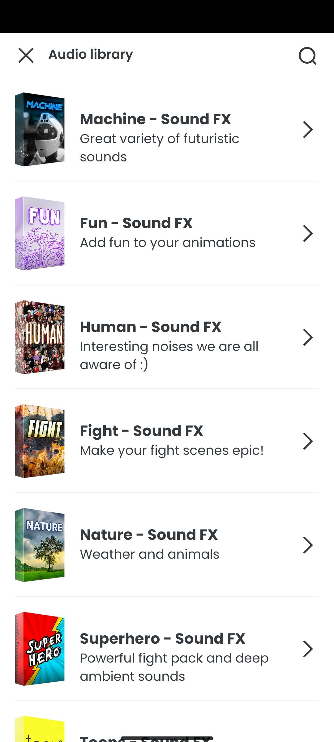 FlipaClip audio library with sound effects 