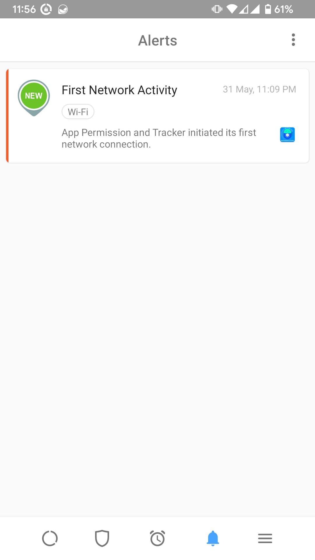 GlassWire Alerts Page shows alerts when an app uses internet