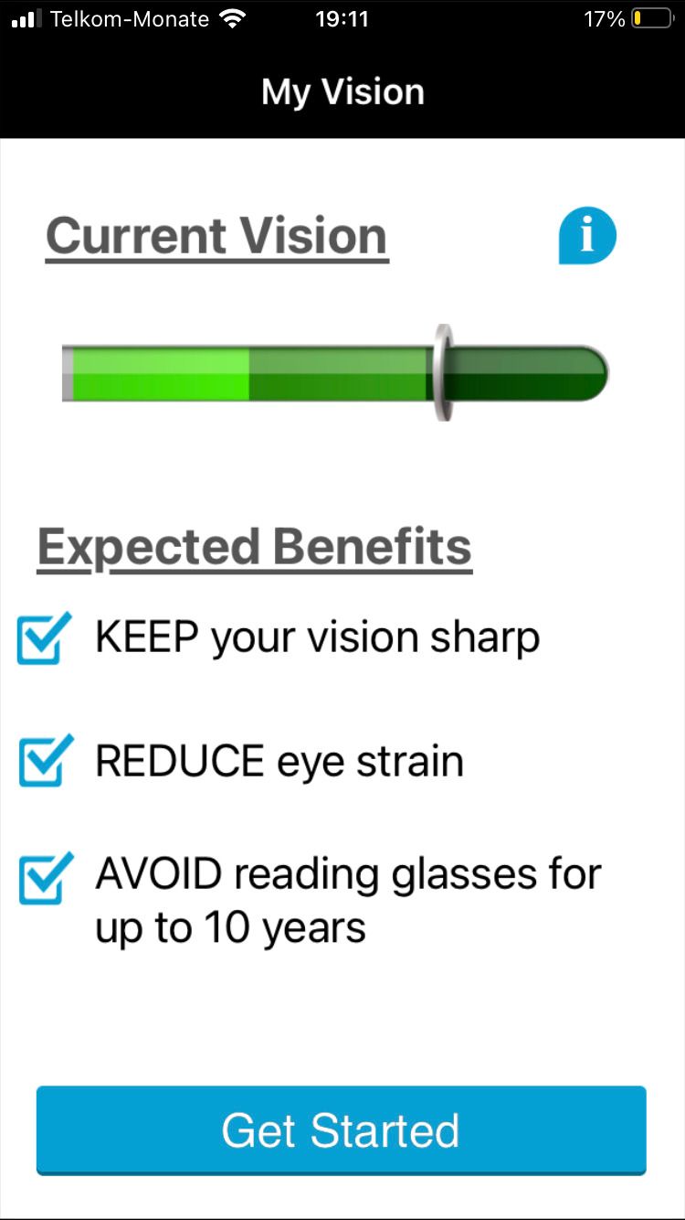 GlassesOff information page in app