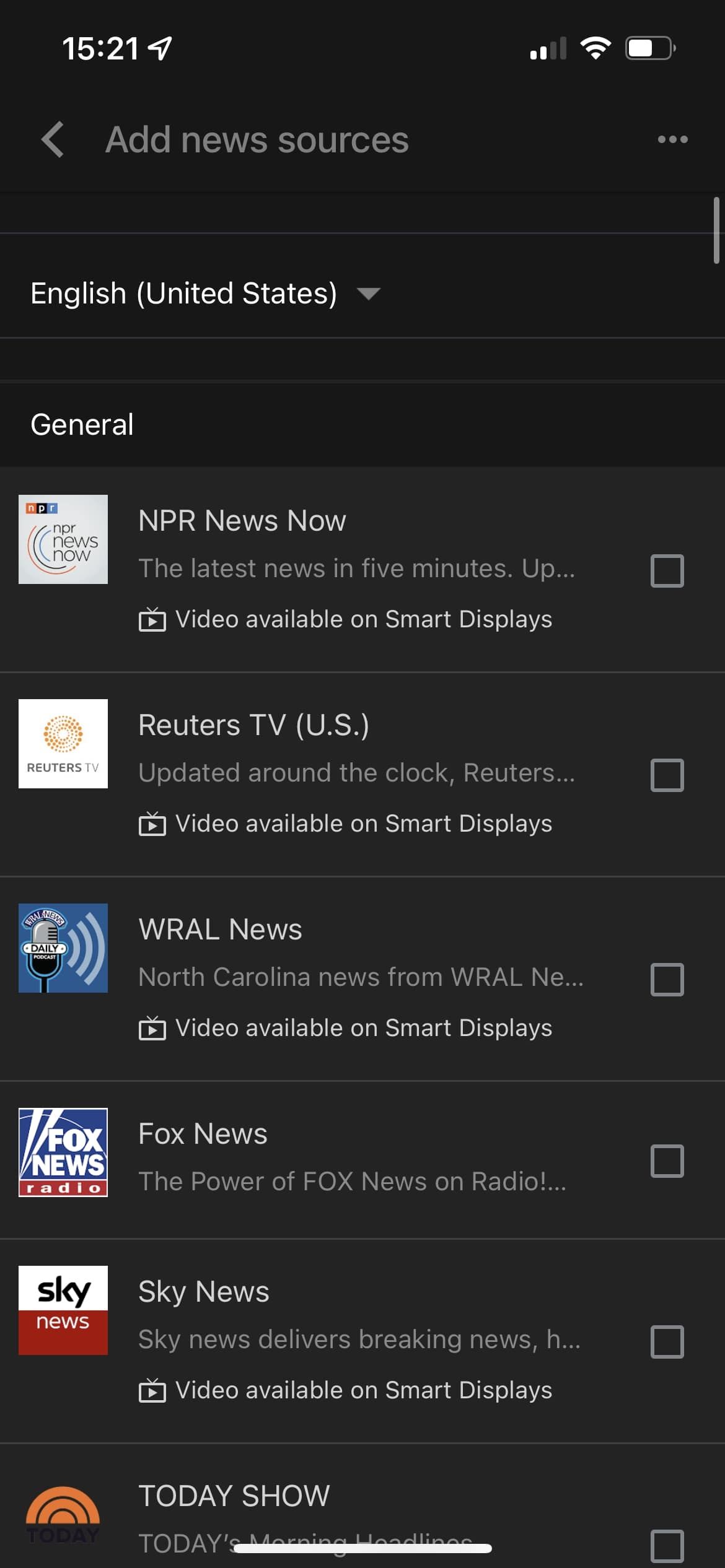 Google Home App add news sources