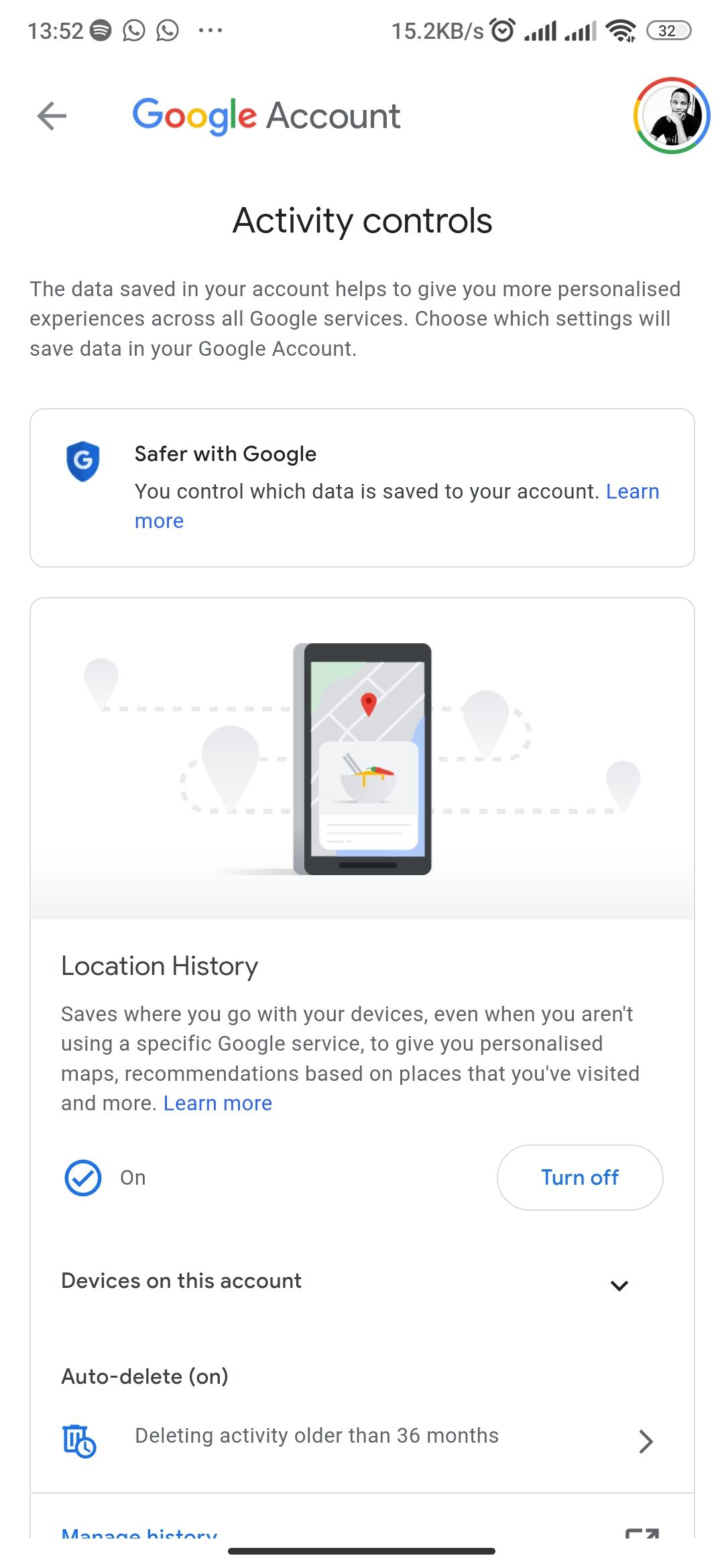 Location History enabled on a Google account