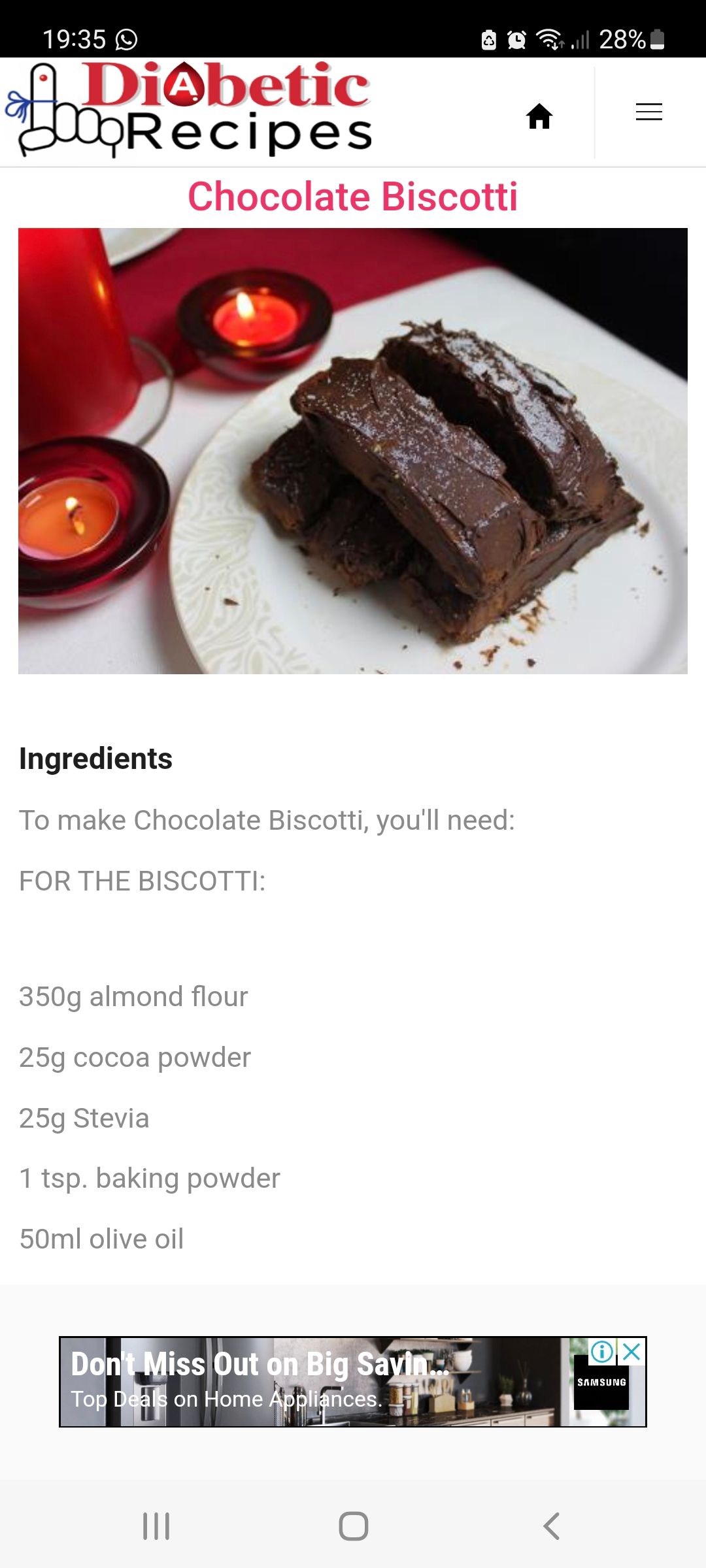 Great Diabetic Recipes app chocolate