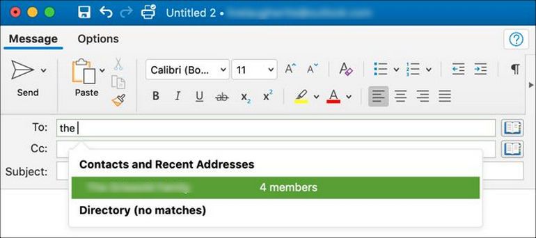 Group suggestions in Outlook