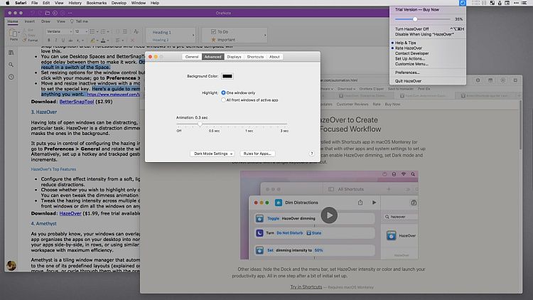 HazeOver distraction dimmer tool for Mac