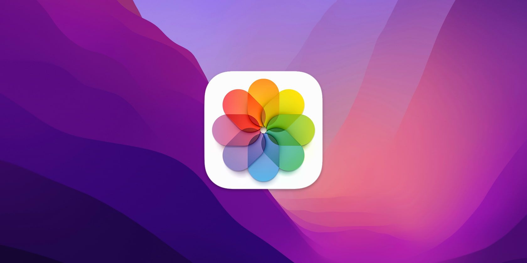 Mac Photos app icon on macOS Monterey wallpaper background