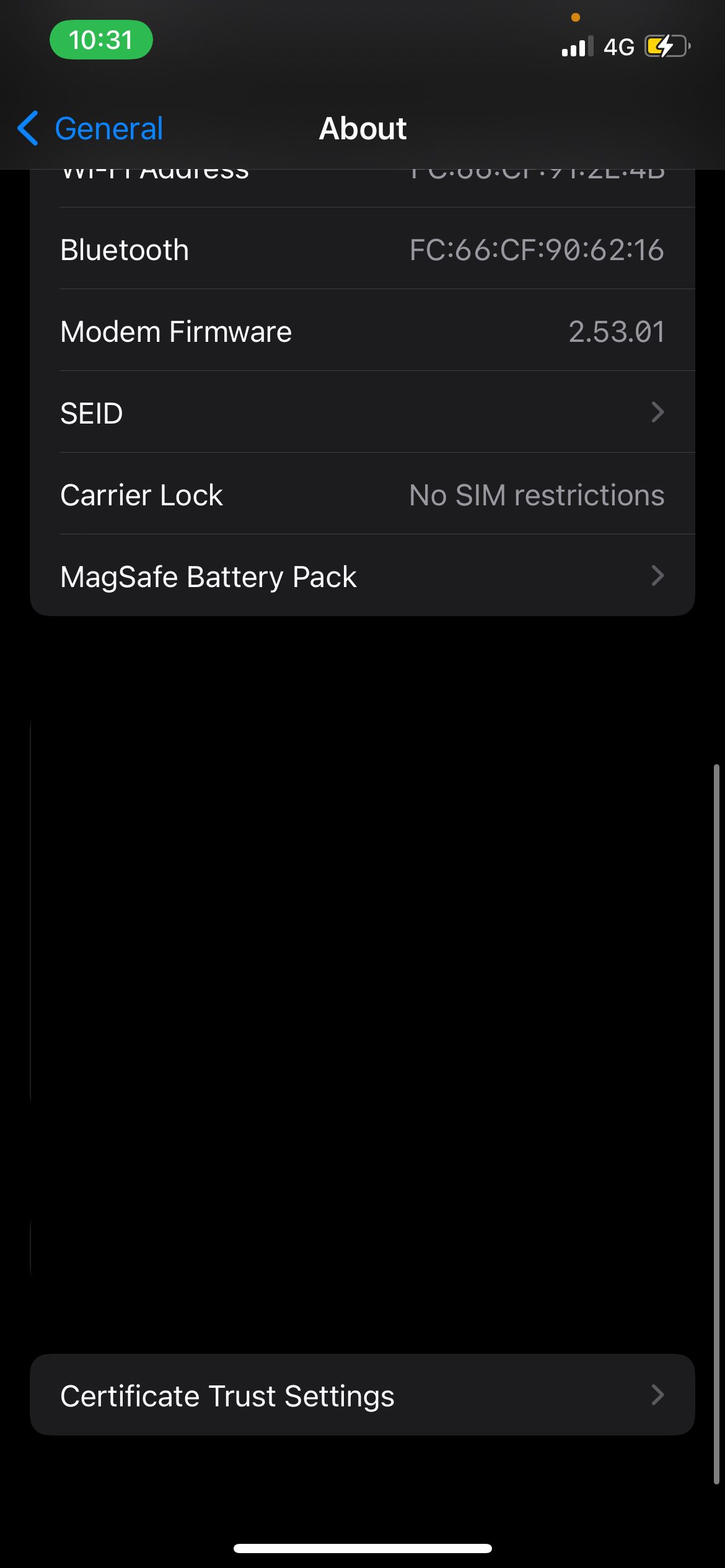 MagSafe Battery Pack in Settings