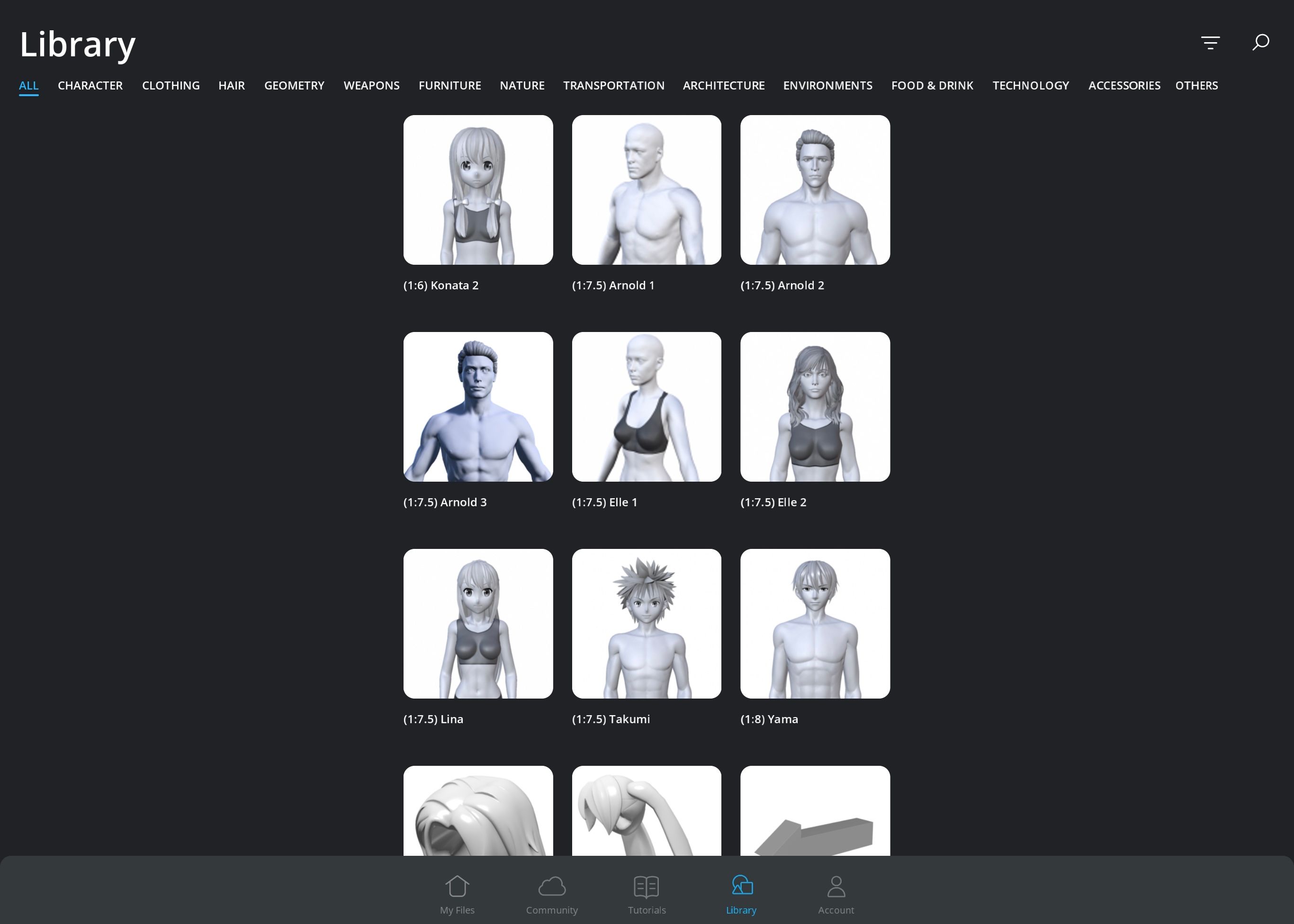 Magic Poser Library displaying the various characters available for use