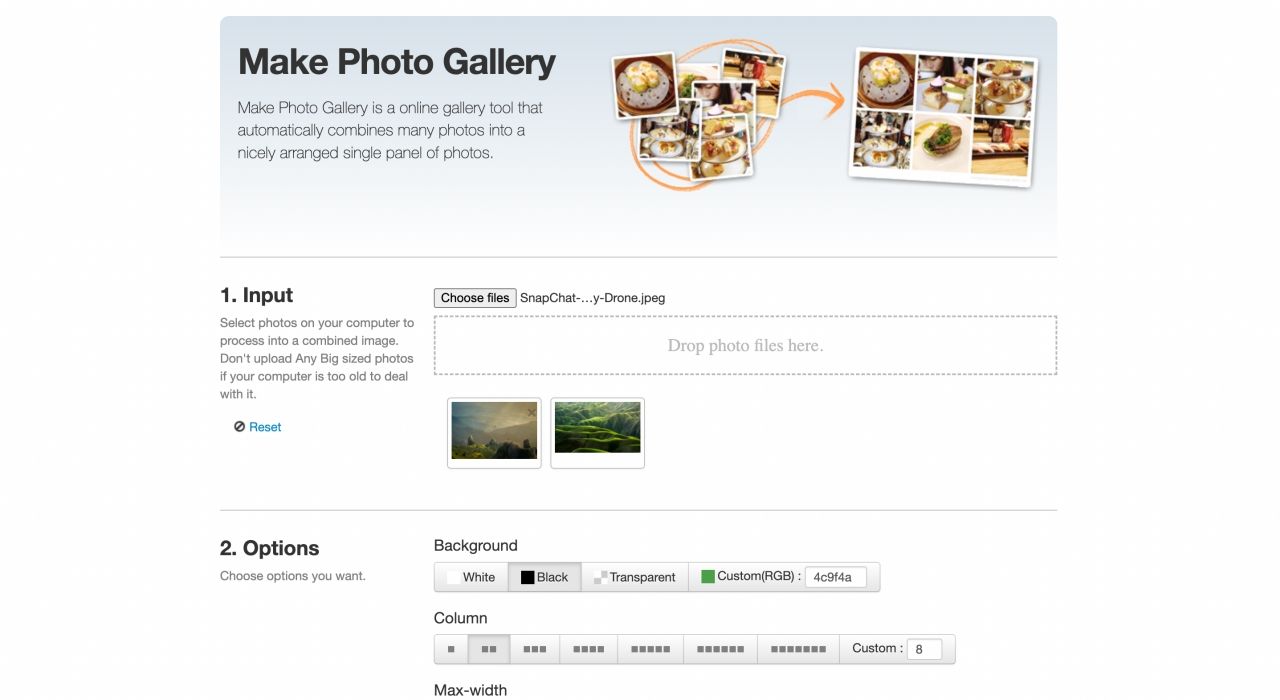 Make Photo Gallery image combining tool