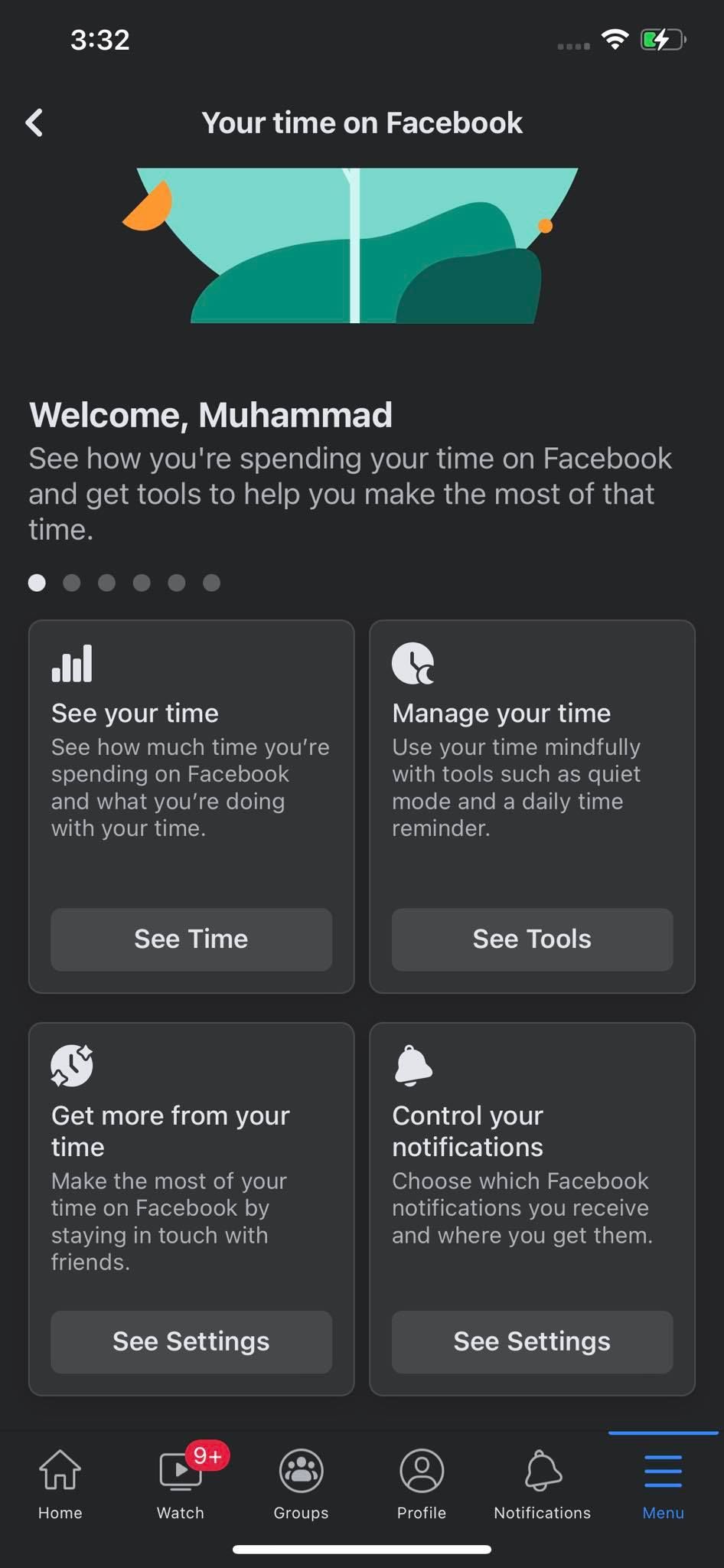 Manage Your Time Option in Facebook's Your Time on Facebook Settings