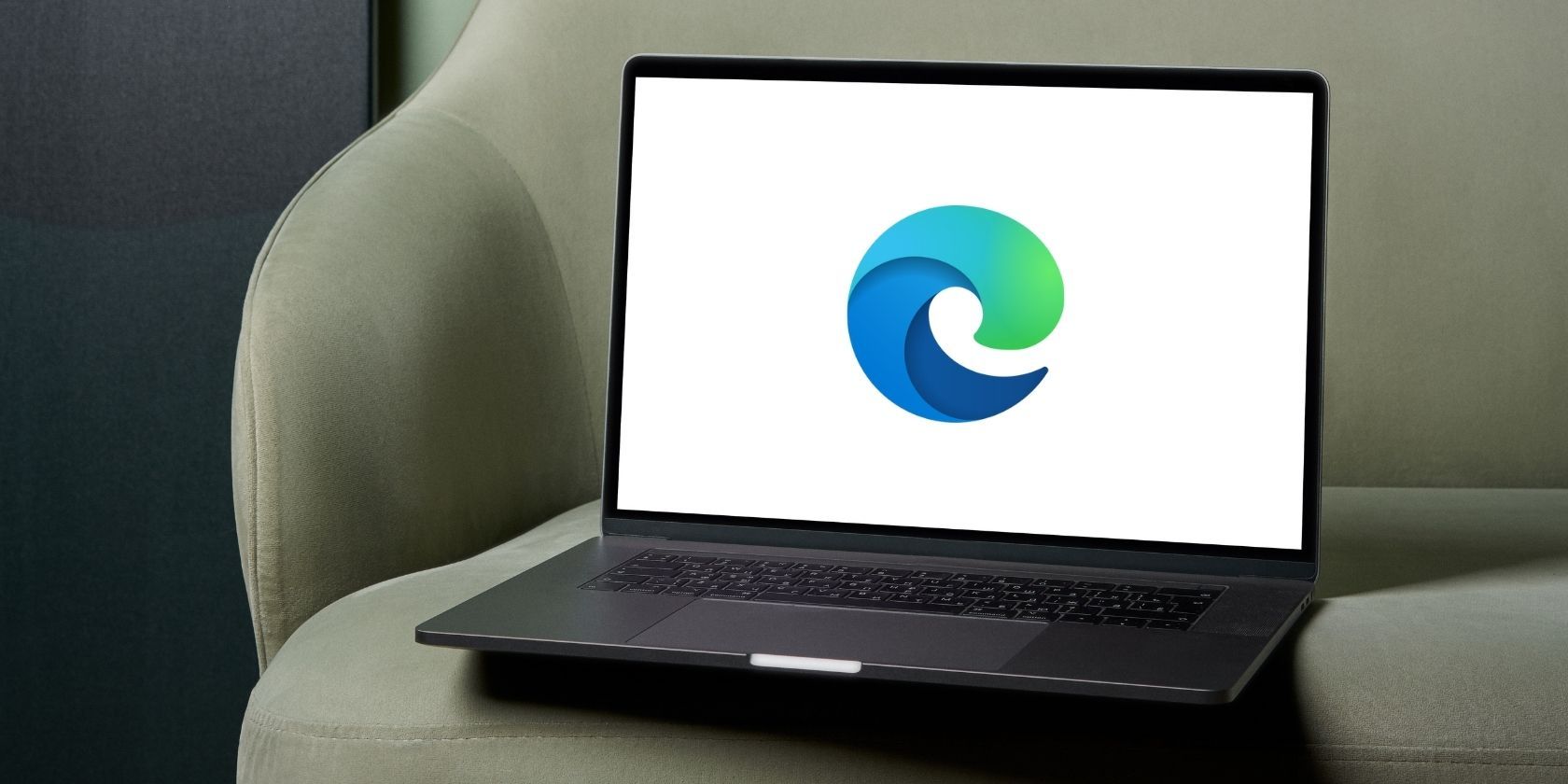 Microsoft edge browser logo on a laptop screen