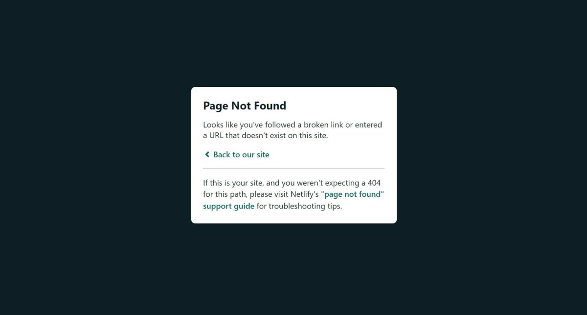 Page Not Found Error on Netlify