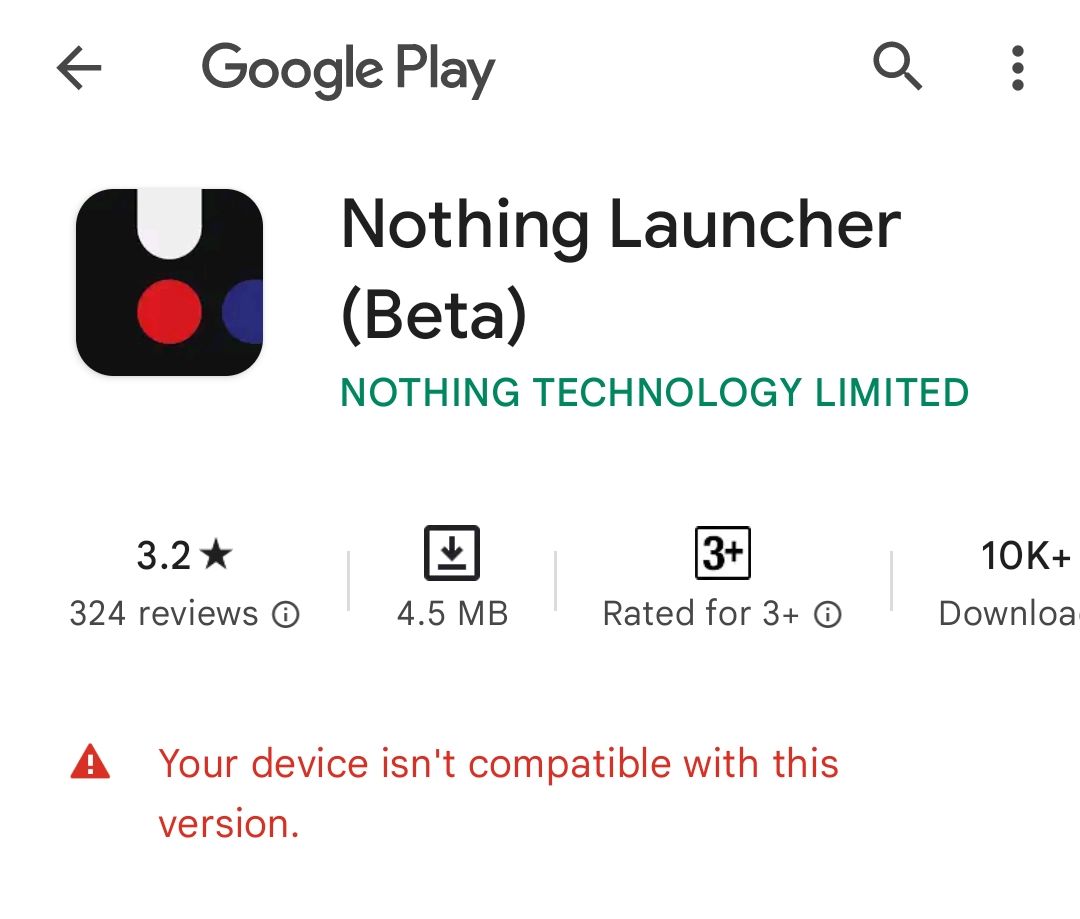 Nothing Launcher incompatible error