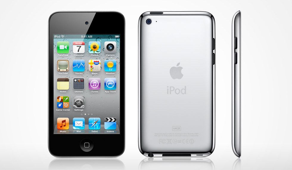 The original iPod Touch from several angles against a white background