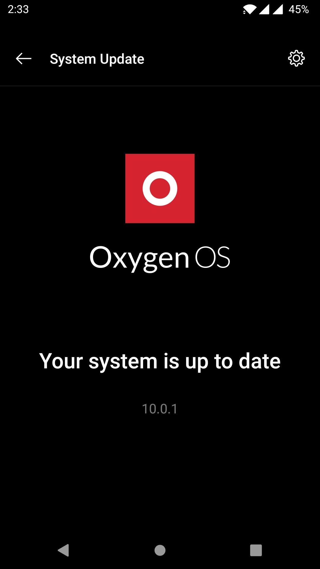 OxygenOS system updater showing no new updates