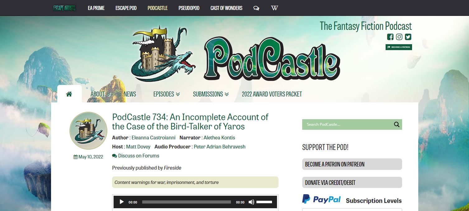 A Screenshot of PodCastles Landing Page