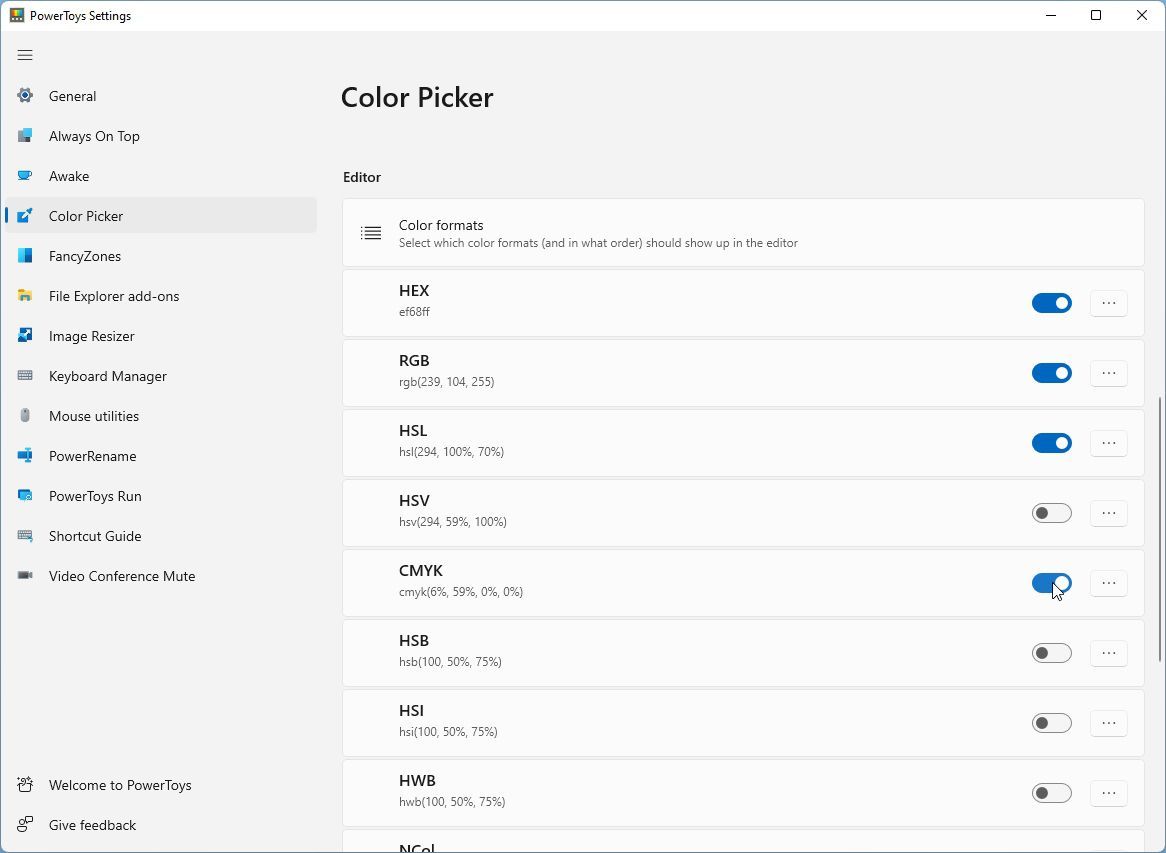 Powertoys Color Picker Editor Color Formats