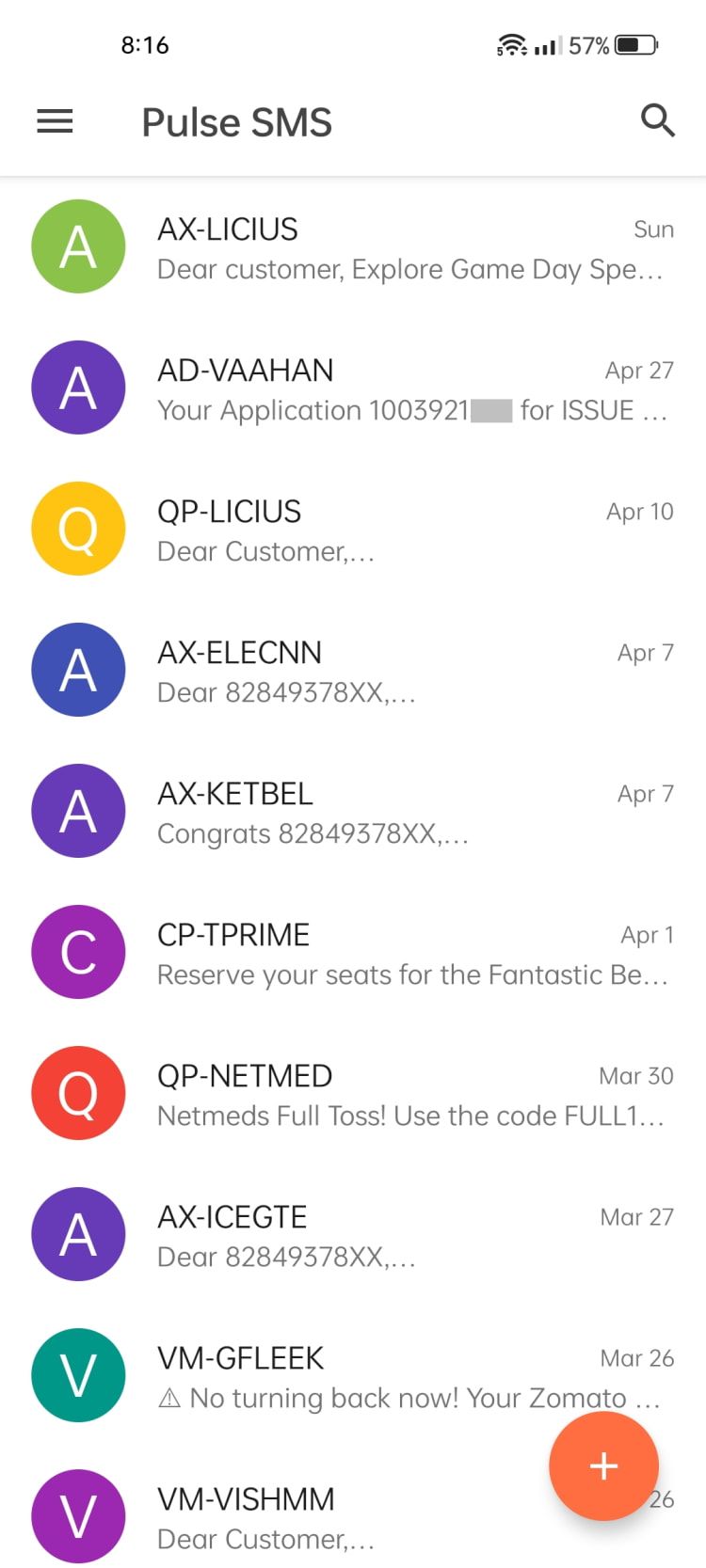 Pulse SMS App Home
