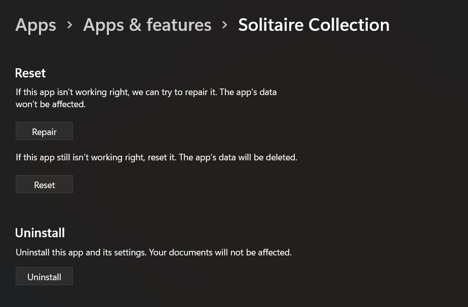  Microsoft Solitaire Collection advanced settings