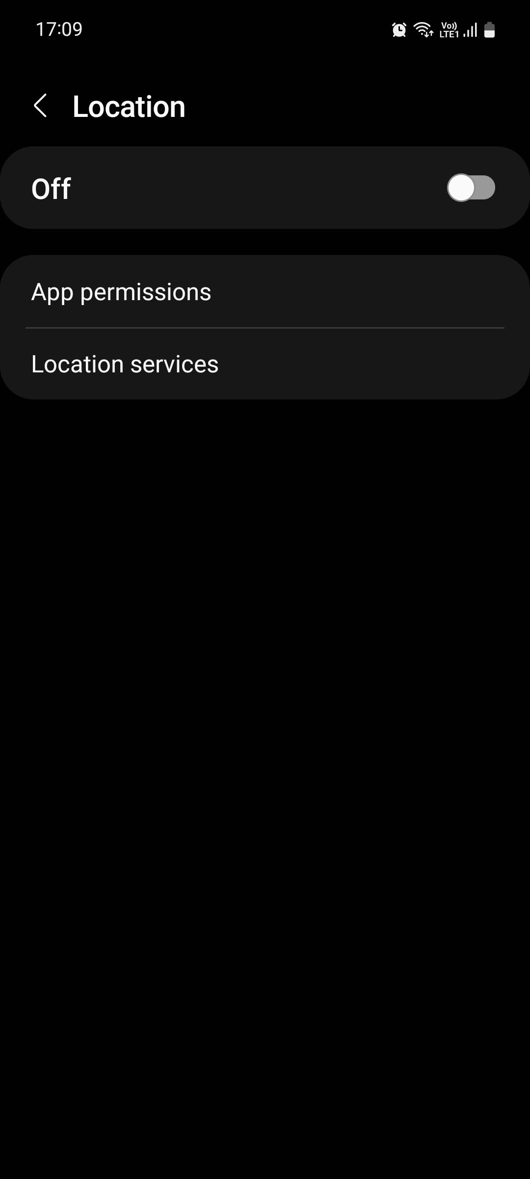 Samsung Location menu