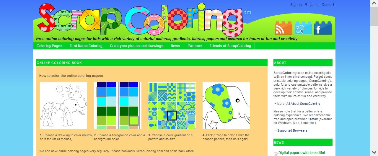 Scrap Coloring website page
