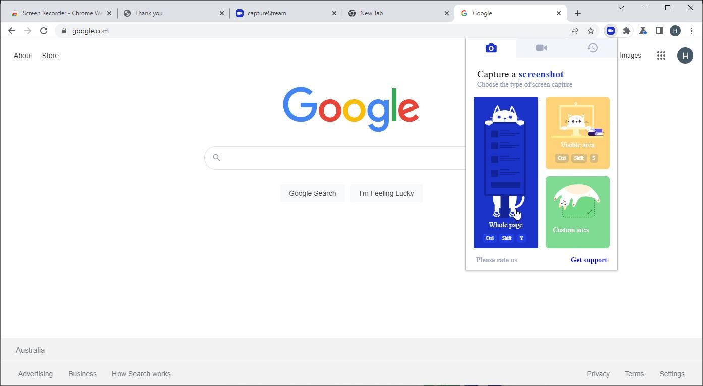 A Screenshot of the Screen Recorder Chrome Extension in Use