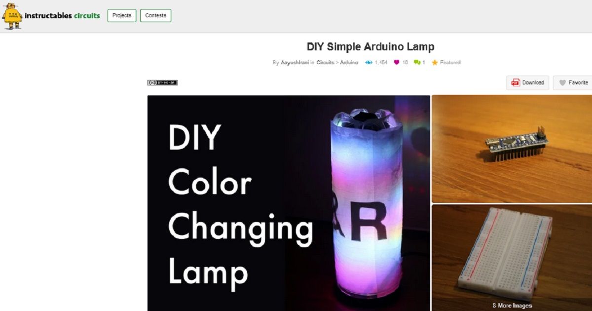 Screen grab of DIY simple Arduino lamp project