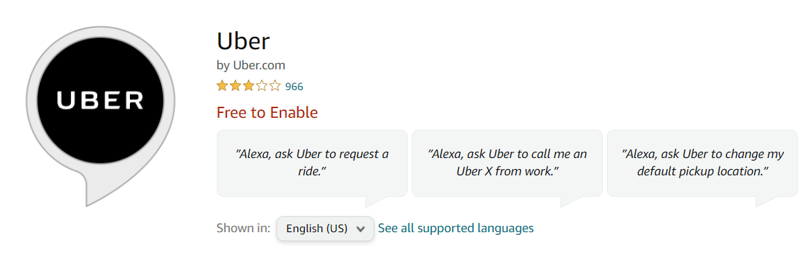 Uber Alexa Skill