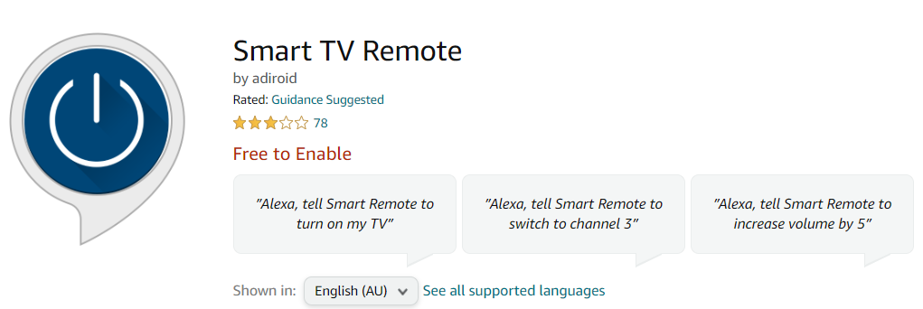 Smart TV Remote Alexa Skill