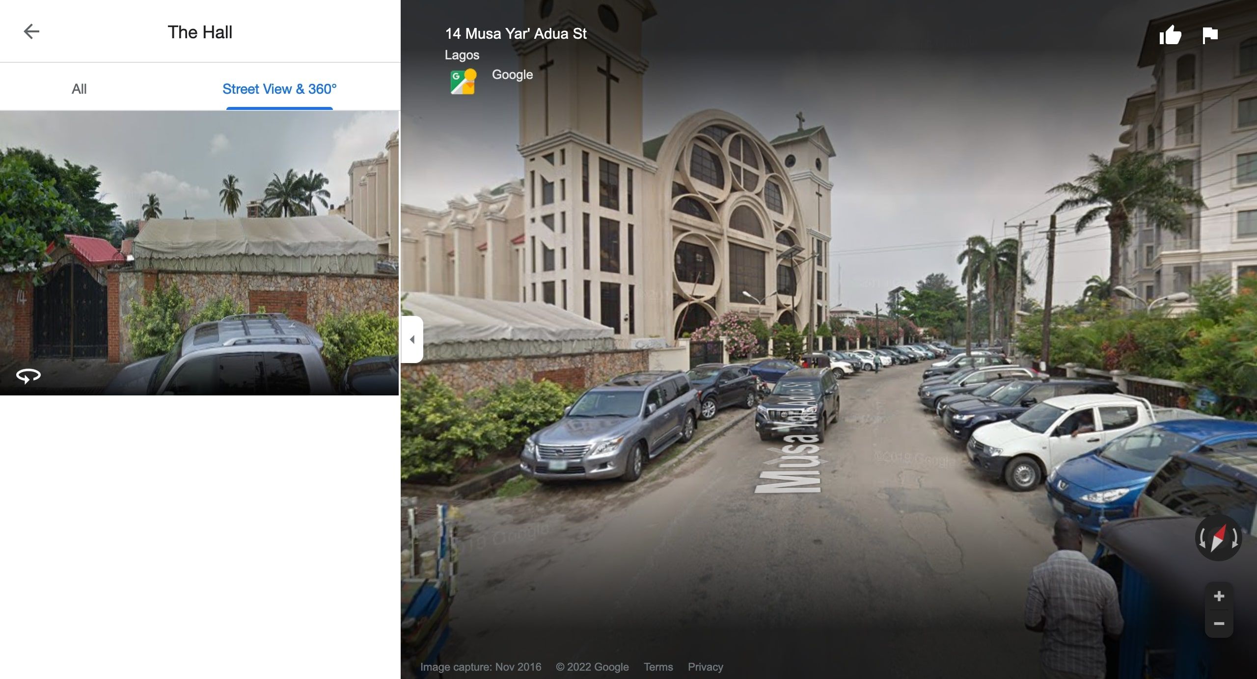 Screenshot of 360 degree view of a location on Google Maps