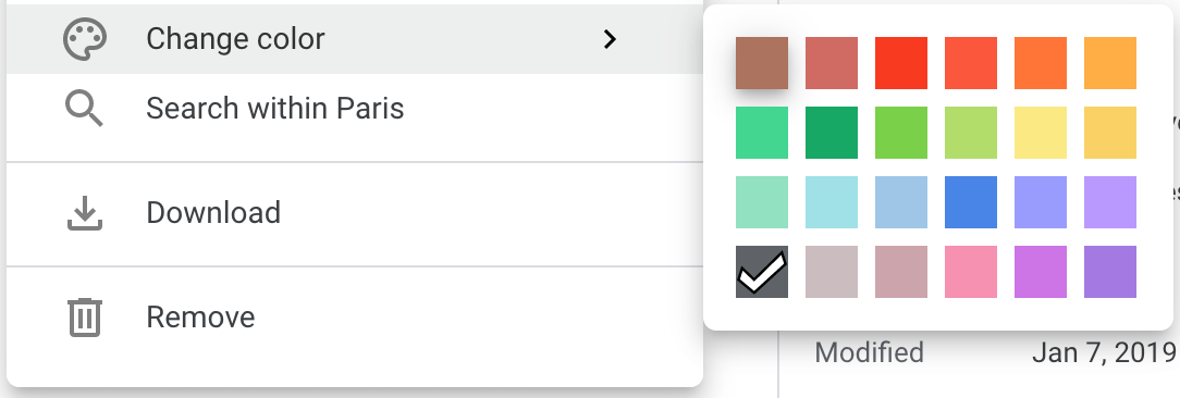 Folder Color Options in Google Drive