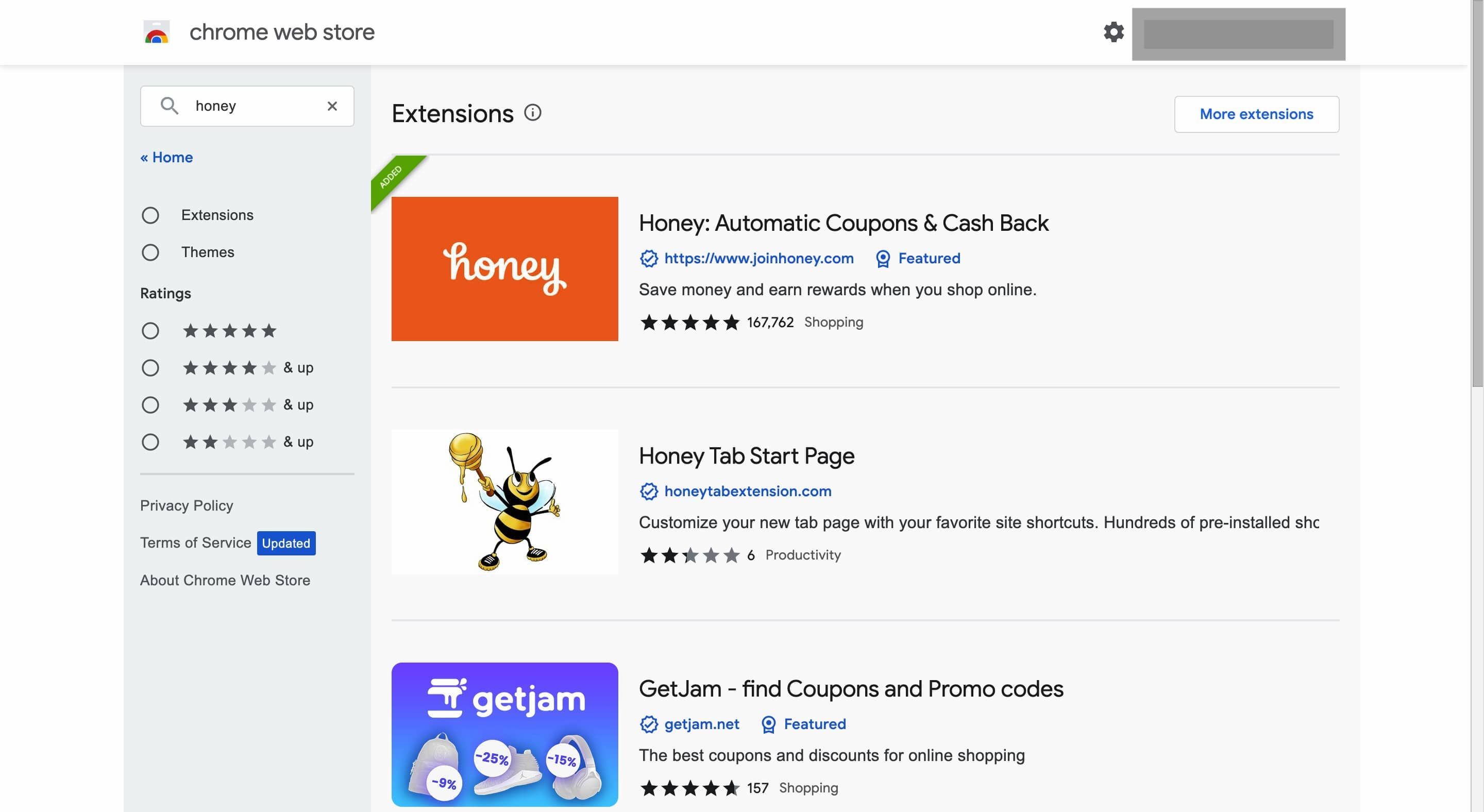 Adding Honey to Chrome, Author Screenshot