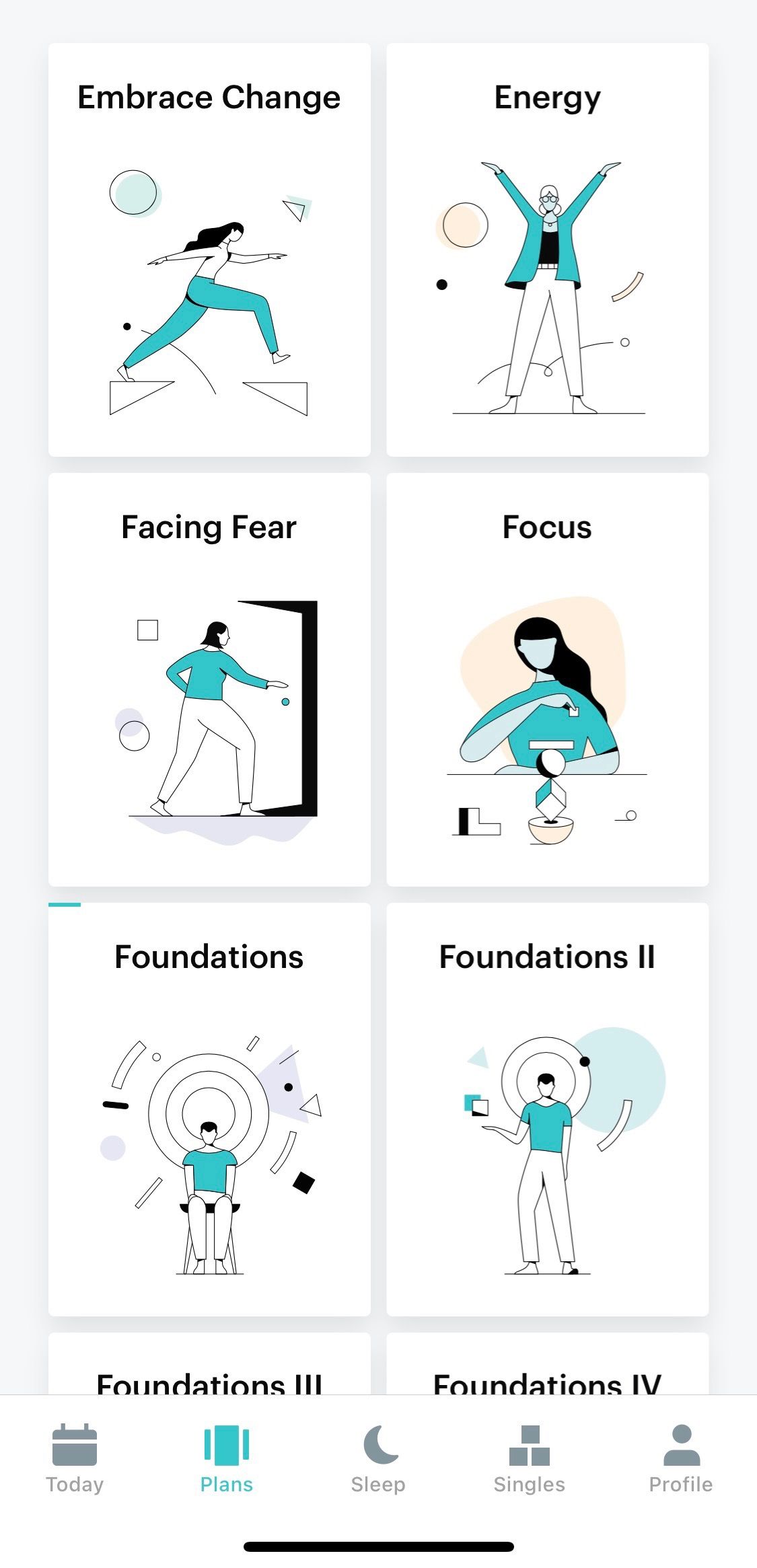 Screenshot of Balance app showing meditation plans 1