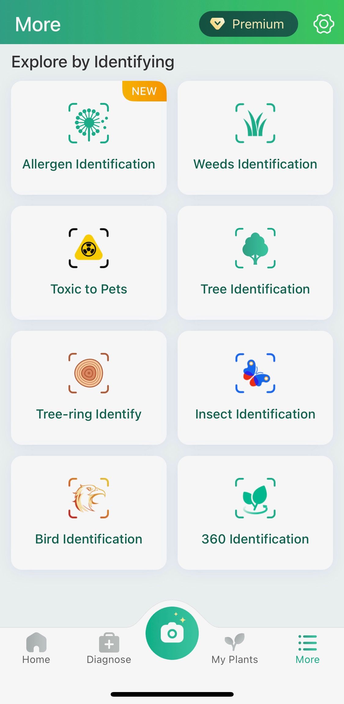 Screenshot of Picture This app showing identification categories 2