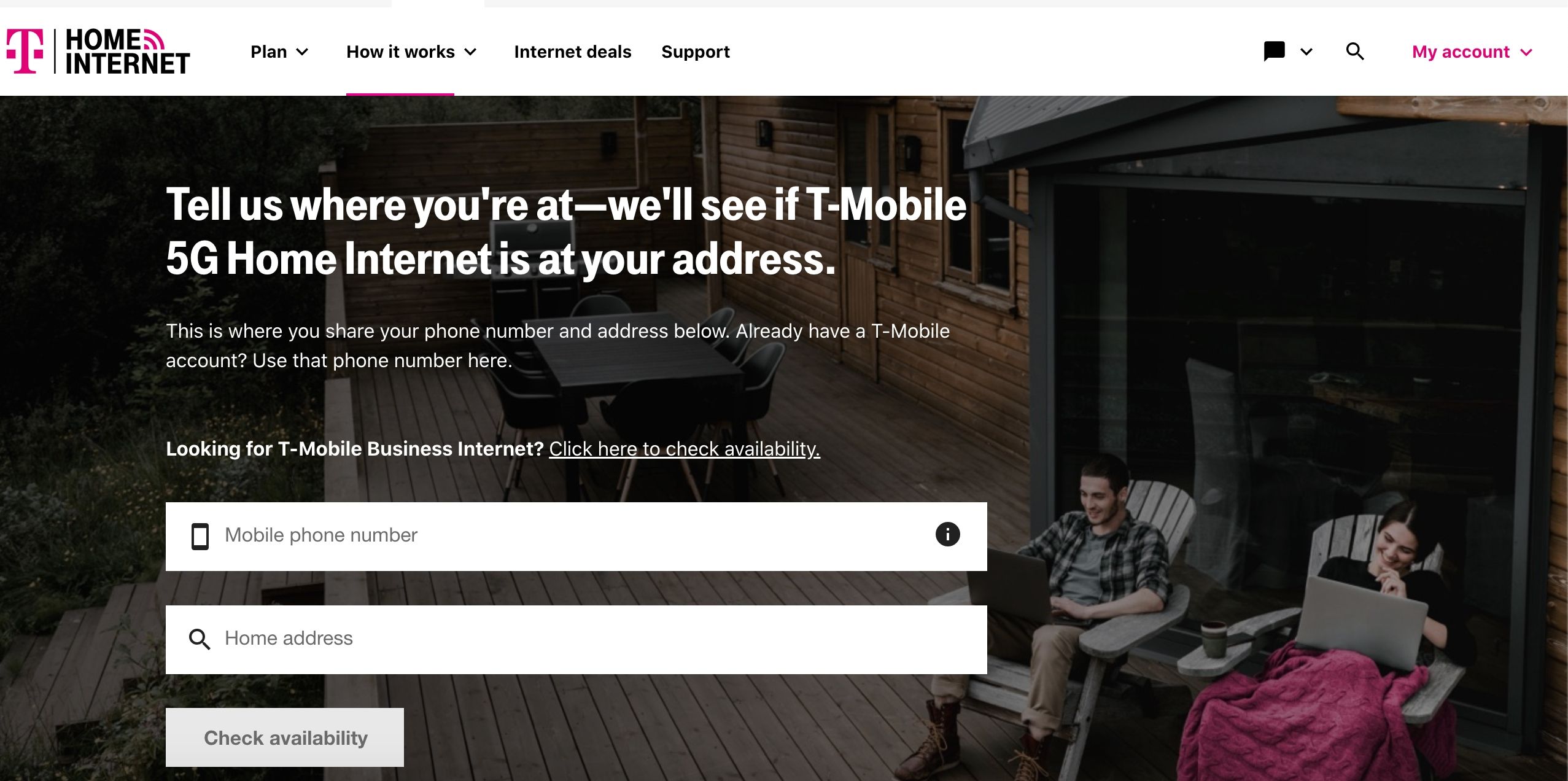 Screenshot of T-Mobile sign up page 