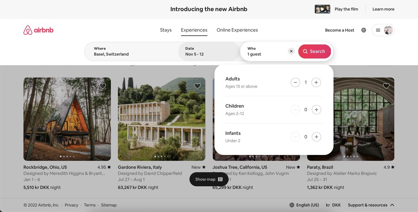 اسکرین شات نحوه جستجوی یک تجربه Airbnb را نشان می دهد