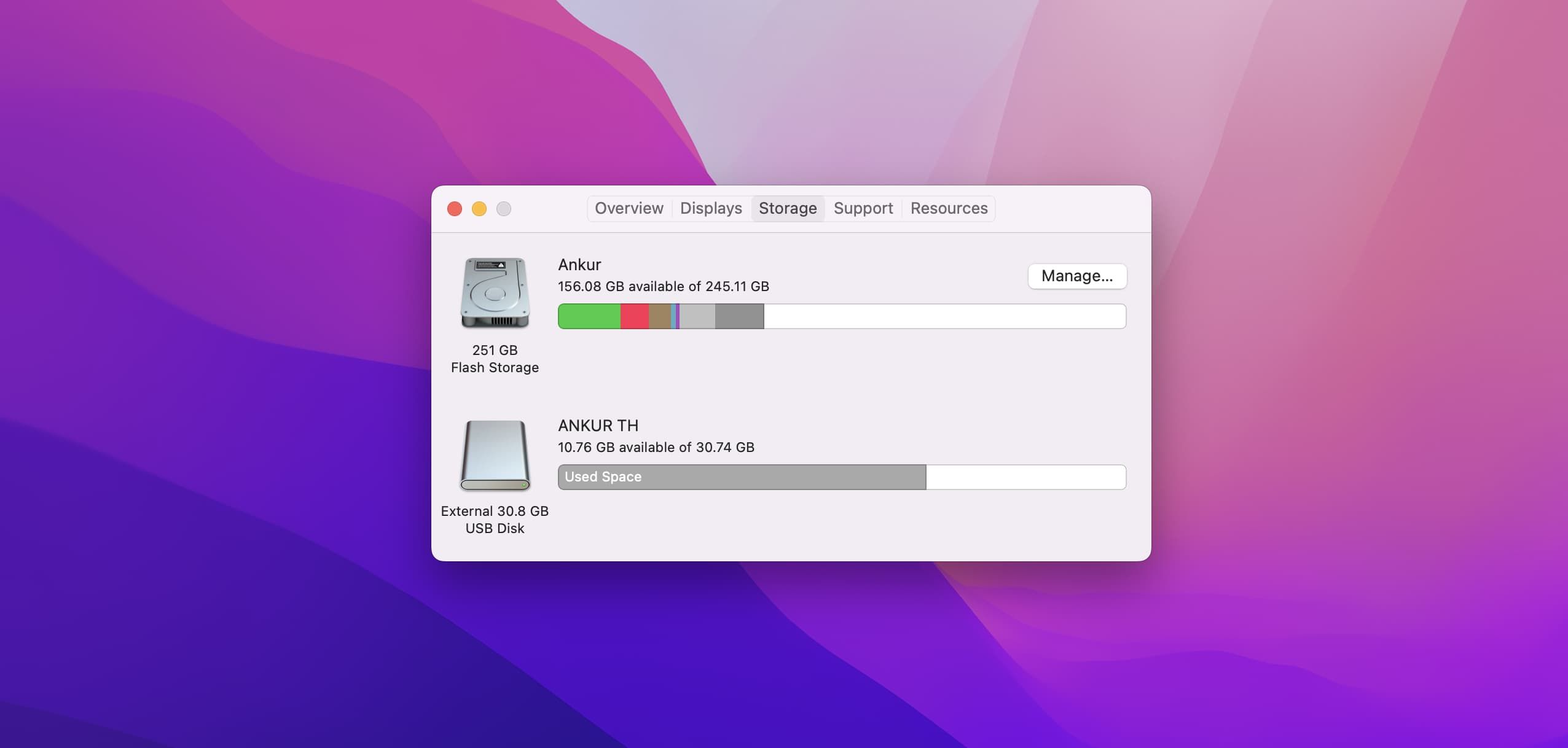 how to check mac free space
