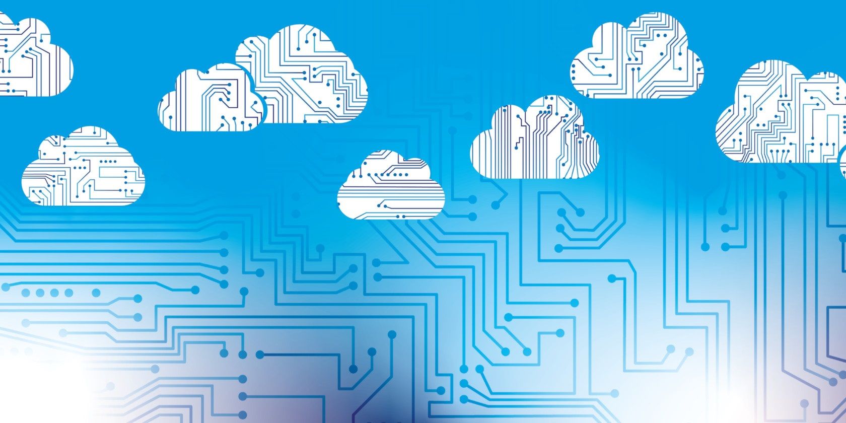 Cloud storage symbols with connection panels