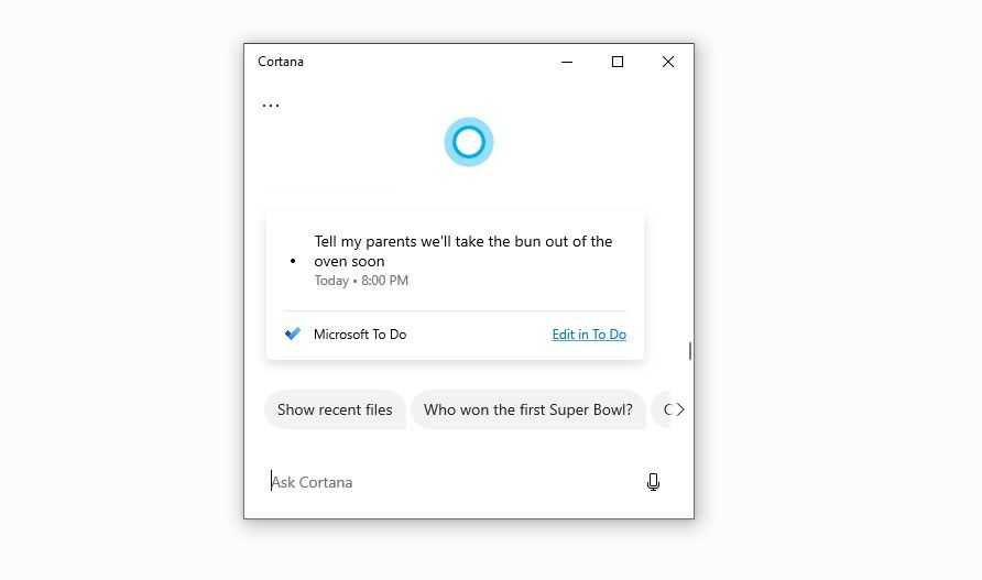 Setting Up a Reminder on Cortana App to Notify Parents About Good News