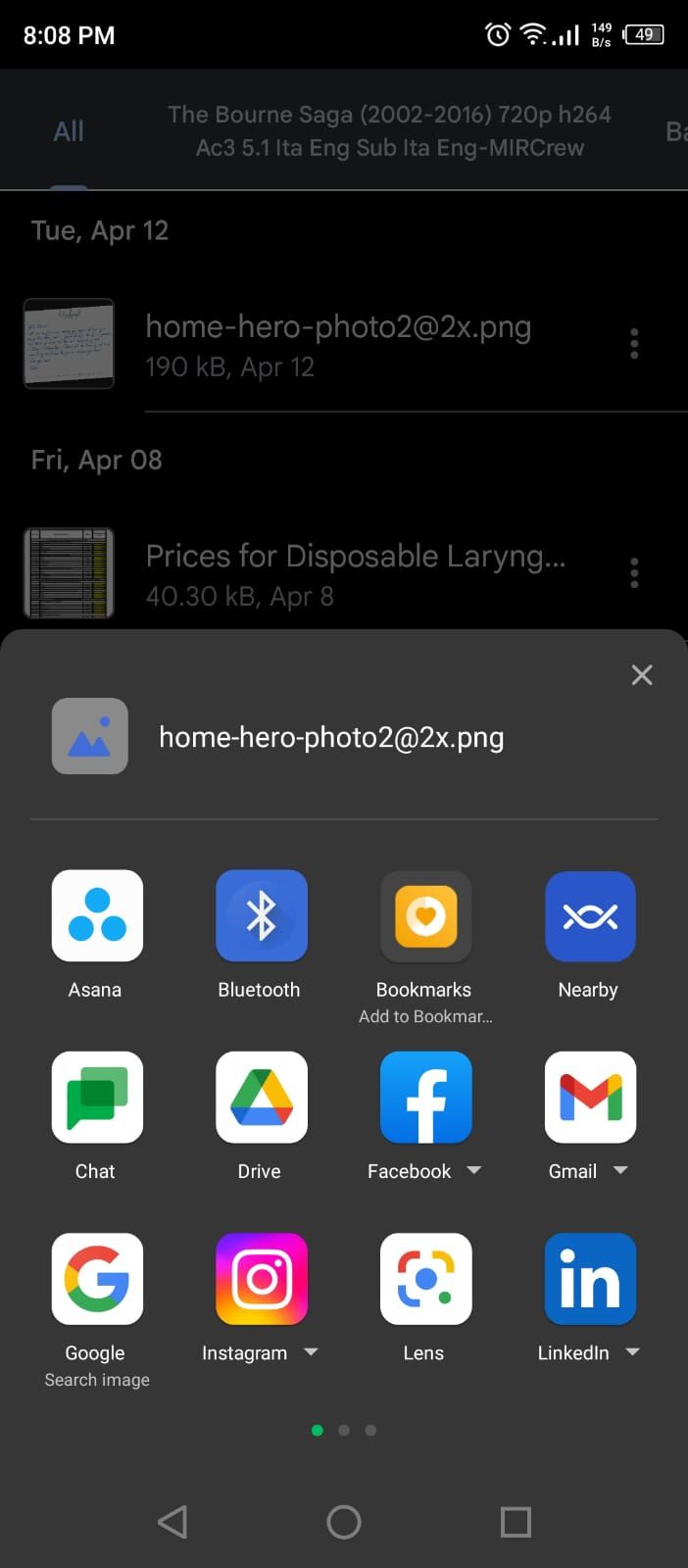 Sharing Options in Files by Google