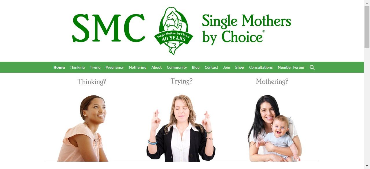 Single Mothers by Choice website home page