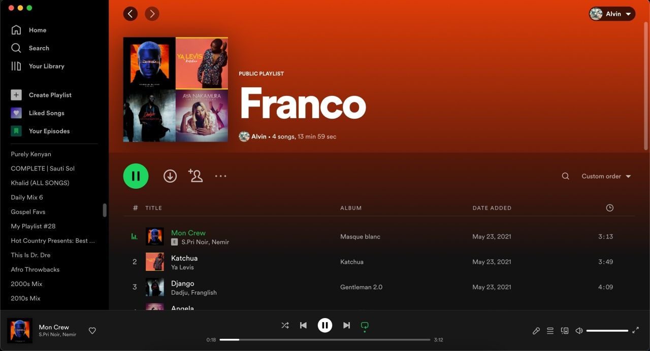 Spotify's desktop app on Mac