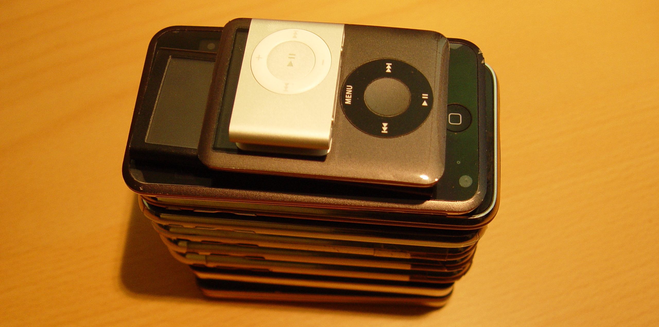 Stack of iPods on a table